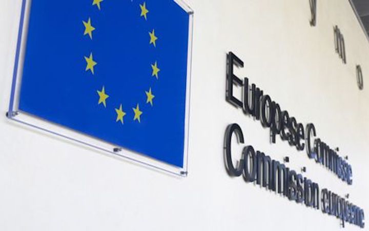 European Commission sign with flag