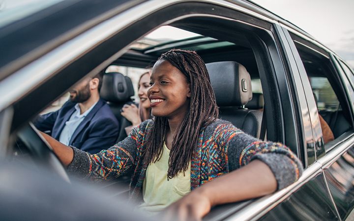 Lady driving a car